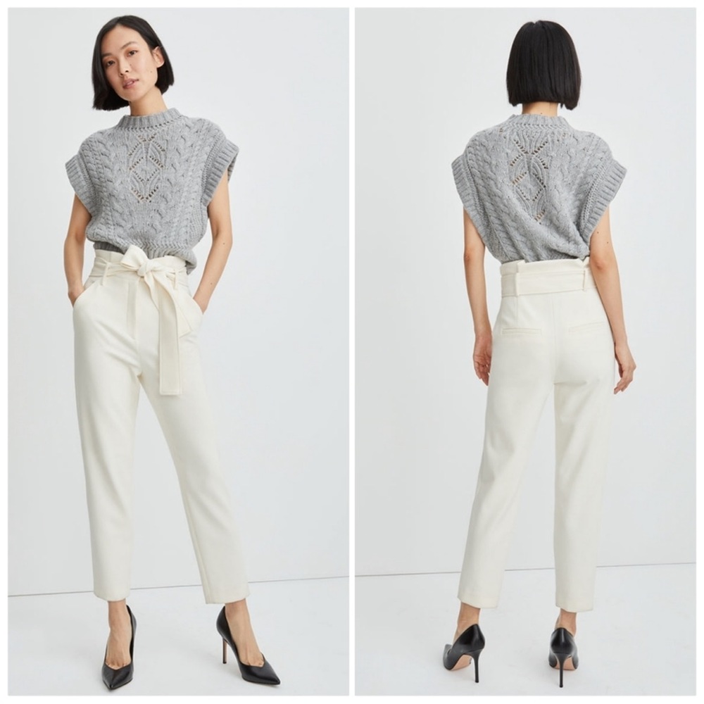 Veronica Beard Setti Paperbag Waist‎ Cream Pants